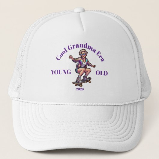 Retro 2026 Cool Grootmoeder Tijdperk Skateboard St Trucker Pet (Voorkant)
