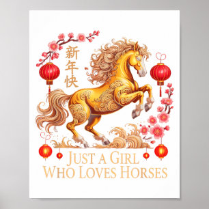 Retro 2026 Gewoon Meisje Dat van Paarden Houdt Sti Poster