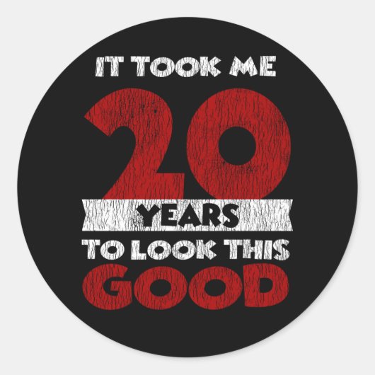 Retro 20 Jaar Oud Grappig 20e Verjaardagscadeau Ronde Sticker (Voorkant)