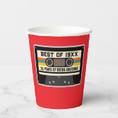 Retro 20e 30e 40e 50e 60e 70e verjaardagsfeest papieren bekers (Achterkant)