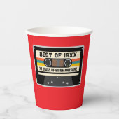 Retro 20e 30e 40e 50e 60e 70e verjaardagsfeest papieren bekers (Voorkant)