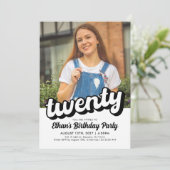Retro 20e verjaardag uitnodiging | 20-jarig bestaa (Staand voorkant)