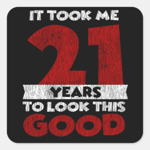Retro 21 Jaar Oude Grappige 21e Verjaardagscadeau Vierkante Sticker