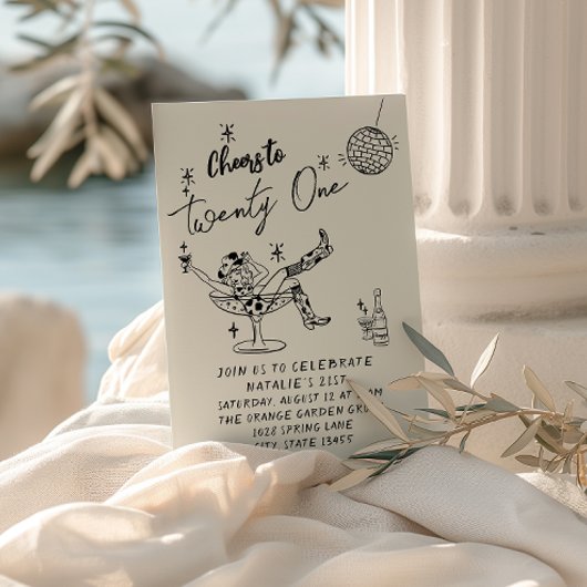 Retro 21e Hand Getrokken Cowgirl Coastal Fun Verja Kaart