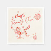 Retro 21e Hand Getrokken Kust Koe Meisje Verjaarda Servet (Voorkant)