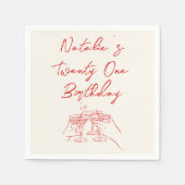 Retro 21e Hand Getrokken Martini Leuk Verjaardagsf Servet (Voorkant)