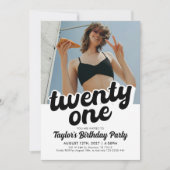 Retro 21e verjaardag uitnodiging | eenentwintig (Voorkant)