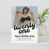 Retro 21e verjaardag uitnodiging | eenentwintig (Staand voorkant)