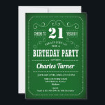 Retro 21st Birthday Party - Green White Kaart<br><div class="desc">21e uitnodiging van de Birthday Party. Groene en witte uitnodiging voor volwassen verjaardag voor mannen en vrouwen. Functies retro typografie scriptlettertype. Cheers tot 21 jaar! Elegant nodigt de kaart perfect uit voor een stijlvolle mijlpaal op de dag van de dag.</div>