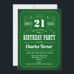 Retro 21st Birthday Party - Green White Kaart<br><div class="desc">21e uitnodiging van de Birthday Party. Groene en witte uitnodiging voor volwassen verjaardag voor mannen en vrouwen. Functies retro typografie scriptlettertype. Cheers tot 21 jaar! Elegant nodigt de kaart perfect uit voor een stijlvolle mijlpaal op de dag van de dag.</div>