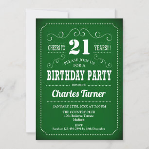 Retro 21st Birthday Party - Green White Kaart