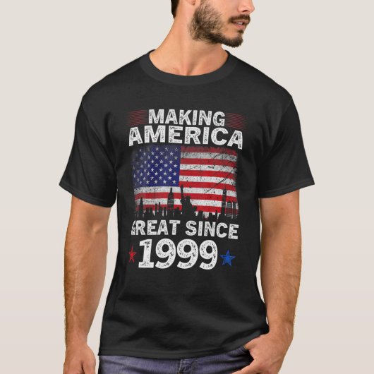 Retro 23rd Birthday USA Vlag maakt Amerika groot T-shirt (Voorkant)