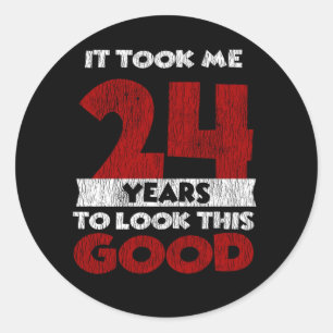 Retro 24 Jaar Oude Grappige 24e Verjaardagscadeau Ronde Sticker