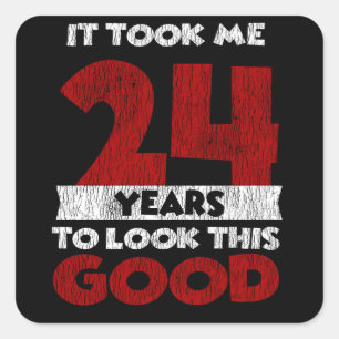Retro 24 Jaar Oude Grappige 24e Verjaardagscadeau Vierkante Sticker