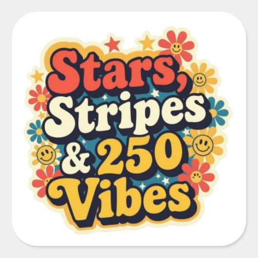 Retro 250th vibes 4th of July patriotic  Vierkante Sticker (Voorkant)
