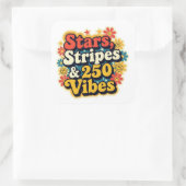 Retro 250th vibes 4th of July patriotic  Vierkante Sticker (Tas)