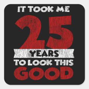Retro 25 Jaar Oude Grappige 25e Verjaardagscadeau Vierkante Sticker