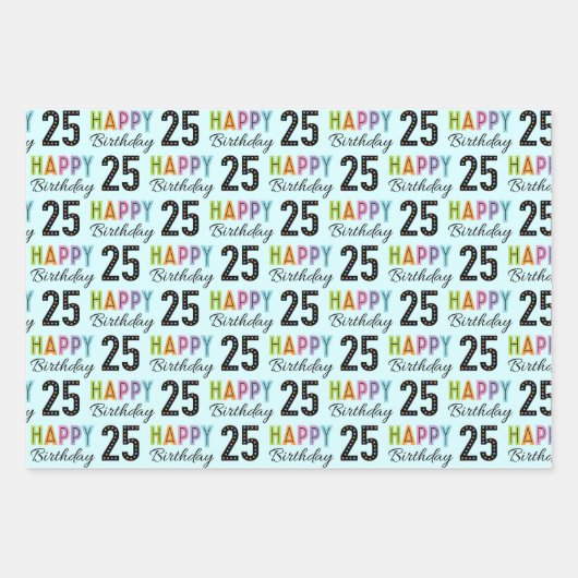 Retro 25e verjaardag inpakpapier vel (Voorkant 2)
