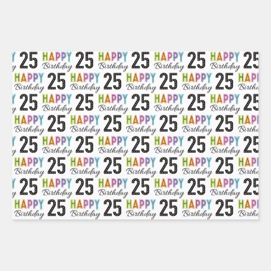 Retro 25e verjaardag inpakpapier vel (Voorkant)