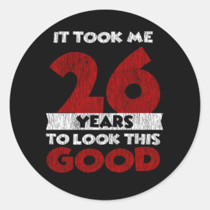 Retro 26 Jaar Oud Funny 26e Verjaardagscadeau Ronde Sticker