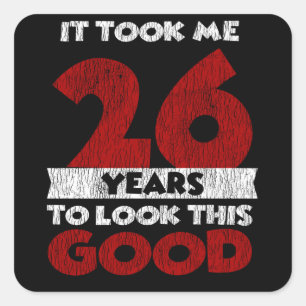 Retro 26 Jaar Oud Grappig 26e Verjaardagscadeau Vierkante Sticker