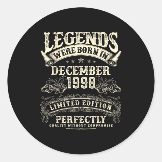 Retro 27th Birthday For Men 27 Year Old December 1 Ronde Sticker (Voorkant)