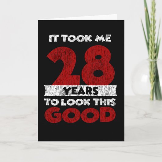 Retro 28 Jaar Oude Grappige 28e Verjaardagscadeau Kaart (Voorkant)