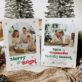 Retro 2 Foto Kerst Kaart Boho Holiday Bright