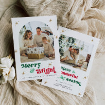 Retro 2 Foto Kerst Kaart Boho Holiday Bright