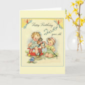 Retro 2 jaar oude verjaardag Wenskaart Kaart (Gele Bloem)