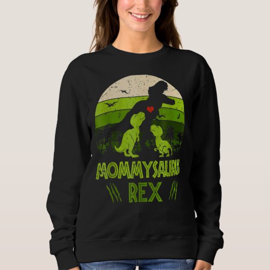 Retro 2 Kinder Mommysaurus Dinosaur Trui (Voorkant)