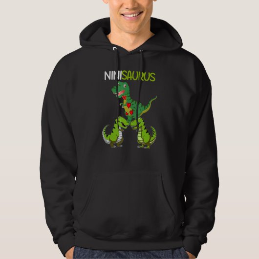 Retro 2 Kinder Ninisaurus dinosaurus Hoodie (Voorkant)
