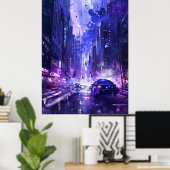 Retro 2D Street Fighter Style Achtergrond Poster (Thuiskantoor)