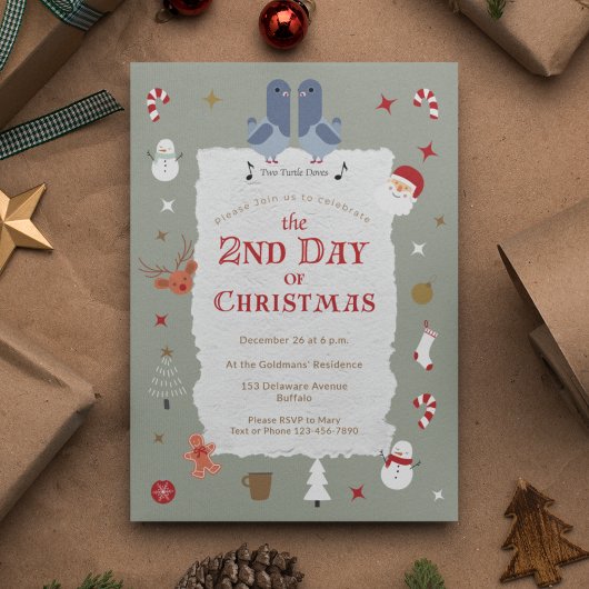 Retro 2e Dag van Kerstmis Vertraagd Kerstfeest Kaart