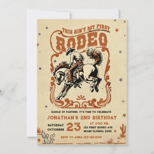 Retro 2e Rodeo Westerne Cowboy Verjaardag Kaart (Voorkant)