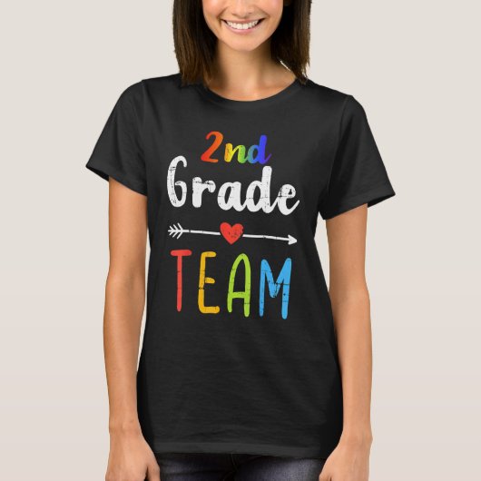 Retro 2nd Grade Team Teacher Student  Back To Scho T-shirt (Voorkant)