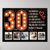 Retro 30-jarig jubileum Harten aangepaste fotocoll Poster (Voorkant)