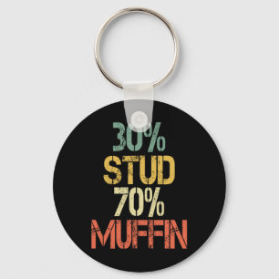 Retro 30 Stud 70 Muffin Sarcasme Papa Bod Figuur Sleutelhanger