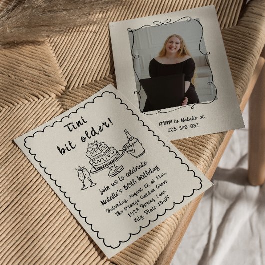 Retro 30e Champagne Cake Foto Verjaardagsfeest Kaart