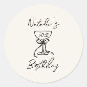 Retro 30e Hand getrokken boog Champagne Glas Verja Ronde Sticker (Voorkant)