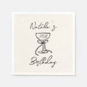 Retro 30e Hand getrokken boog Champagne Glas Verja Servet (Voorkant)