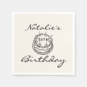 Retro 30e Hand getrokken taart Dertig Leuke Verjaa Servet (Voorkant)