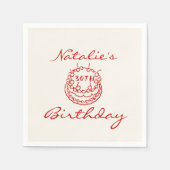 Retro 30e Hand getrokken taart Milestone Fun Verja Servet (Voorkant)