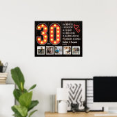 Retro 30e Jubileum Hearts Custom Photo Collage Poster (Thuiskantoor)