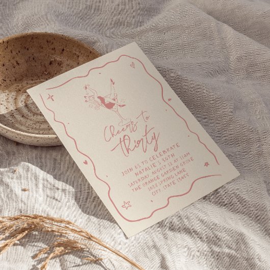 Retro 30e juichen voor 30 roze verjaardagsfeestje kaart