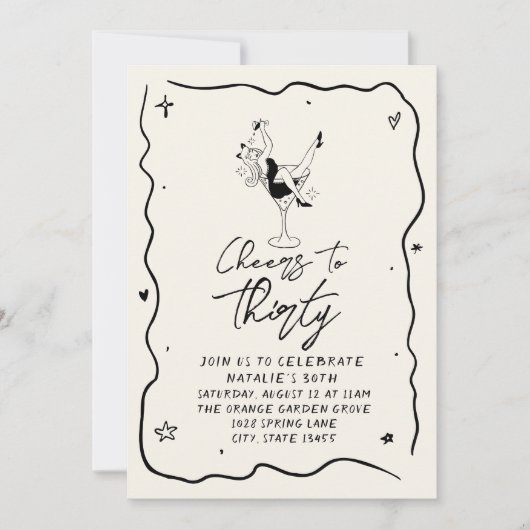 Retro 30e juichen voor dertig Doddle verjaardagsfe Kaart (Voorkant)