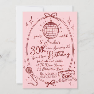 Retro 30e Verjaardag Karaoke Feest Uitnodiging