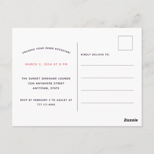 Retro 30e verjaardag Karaoke Party uitnodiging (Achterkant)