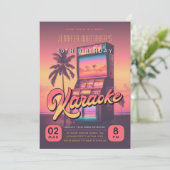 Retro 30e verjaardag Karaoke Party uitnodiging (Staand voorkant)