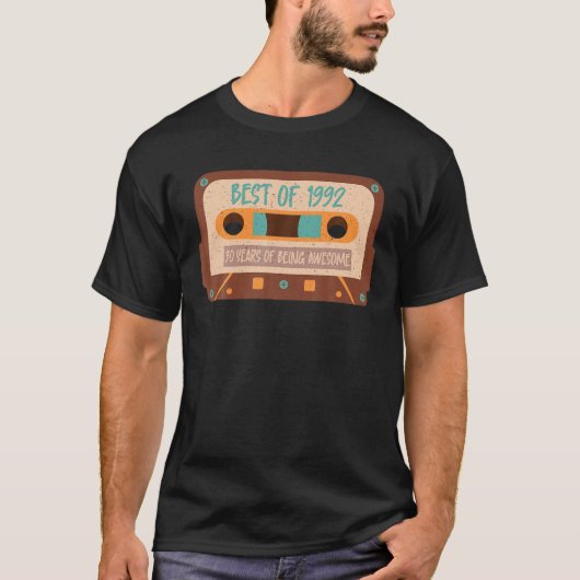 Retro 30e verjaardag t/m 1992 Cassettebandje T-shirt (Voorkant)